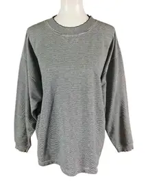 Insite Vintage Gray Striped Sweatshirt‎ Large Made In Korea 80s Minimal Retro