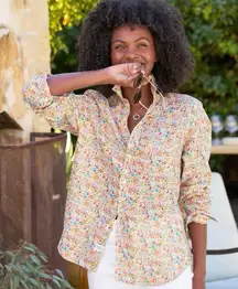 Frank & Eileen NWOT 100% Linen Eileen Button Up in Tiny Floral Size M