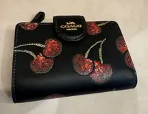 coach Medium Corner Zip Wallet With Cherry Print cdf10
