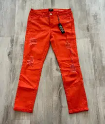 NWT  destroyed heartbreaker skinny jeans in orange