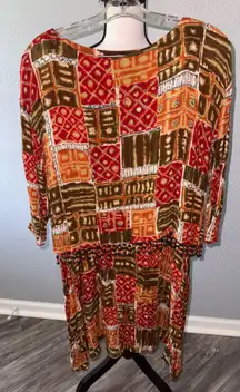 Chaus Sport Abstract Patchwork Two Piece Skirt Set Size Medium