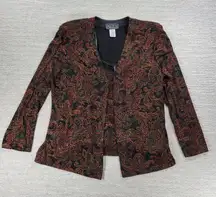 Vtg Alex Evenings Tank Jacket Set XL Paisley Slinky Glitter Mother Of The Bride