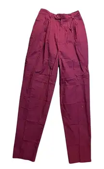 Cumley Women Burgundy Corduroy Pleated High Waist Pants Size 8 Made in USA 00