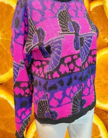 Vintage 80s Abstract Pattern Knit Sweater Women's