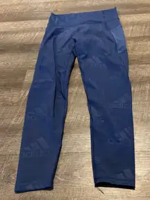 Adidas Blue Believe This 2.0 Badge Of Sport Print 7/8 High Rise Leggings