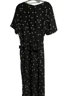 VINCE CAMUTO Elbow Sleeve Ditsy Re-set Belted Jumpsuit RICH BLACK sz 18W
