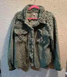 Crave Fame Green Button Up Sherpa Woman’s Size XL