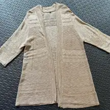 Great Northwest Clothing Company Tan Open-Front Pointelle Cardigan