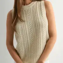 Zara‎ Cable Knit Vest In Ivory Size Medium