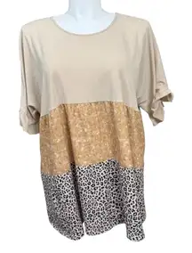 Southern Stitched 3XL Colorblock Animal Print Ruffle Sleeve Tunic Top