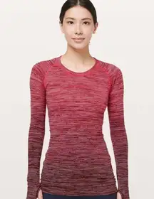 Swiftly Tech Long Sleeve Ombre Red Alert Dark Spot Black Sz 6