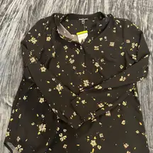 Hilary Radley Black and Gold Floral Blouse Size S