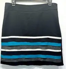 White House Black Market Black Mini Pencil Skirt with Turquoise & Gray Layers