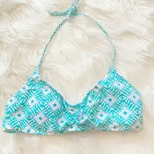 Old Navy blue white  geometric Bikini Bathing swim suit top‎ size large nwt