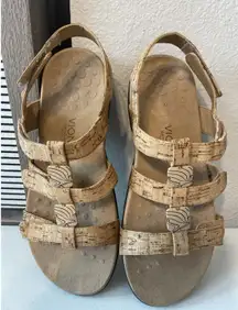 Vionic Women Sz 11 Amber Adjustable Sandal Ortho Arch Support Gold Cork Comfort
