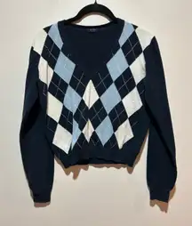 Brandi Melville John Galt blue argyle sweater v neck cropped preppy academia