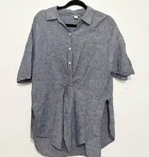 Carlson Chambray Linen Button Up Top size medium