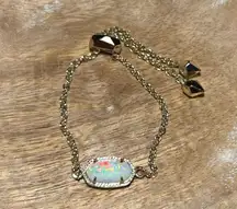 Kendra Scott Elaina White Kyocera Opal Gold Adjustable Bracelet