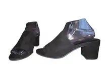 American Eagle Women Black Suede Slip On Mule Block Heel Open Toe Size‎ 9 Shoe