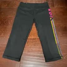 Victoria’s Secret Sport VSX Capri Leggings Black Neon Pink Yellow and Blue Small