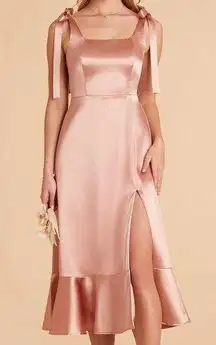 Birdy Grey Eugina Convertible Midi Dress Shiny Satin Rose Gold