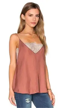 Free People  • Deep V Bandeau Top satin lace cami tank Copper rust cream bralette