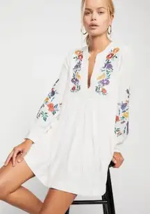 Free People Mia Gauze Embroidered Mini Dress White Floral Size XS