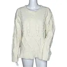 Dress‎ Forum Sweater Womens Medium Cream Cable Knit Chunky Neutral Minimalist