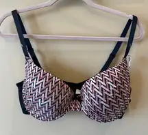 Pink and Blue Zigzag Patterned Bra 40D T-shirt bra Adrienne Vitadinni NWT