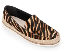 NEW KENNETH COLE Jaxx CALF HAIR LEATHER ZEBRA PRINT SLIP ON MULE FLAT