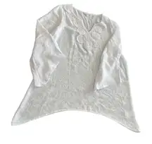 Counterparts Top White Woven Embroidered V Neck tunic blouse size M