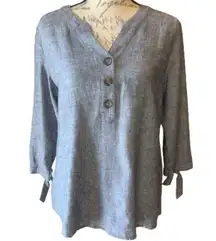 Christopher & Banks  linen blend henley top S