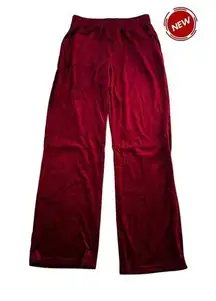 Akira Red Velour Wide Leg Straight Pants w/ Pockets Women's Size Large NWT  75-7