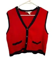 Vintage Talbots Sweater Vest Red Navy