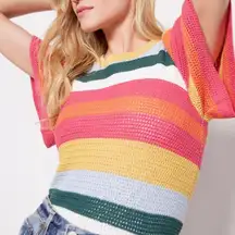 Evereve Haven Crochet Knit Flutter Short Sleeve Sweater Women’s size Medium