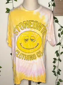 Stoneonta Clothing Co Oversized Tie-Dye Smiley Face Graphic Tee