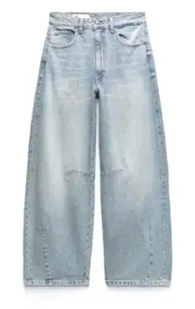 Zara bleached washed barrel pants jeans denim fall 12 casual classic winter $98