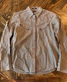Cruel Retro Denim Festival Western Cowgirl Pearl Snap Shirt Women Medium Aztec