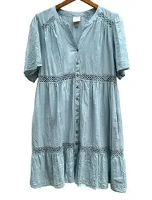 Knox Rose Blue Button-Down Dress detachable slip Size XXL