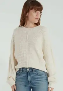 Sanctuary Sweater Womens Medium Cream Waffle Knit Crew Neck Long Sleeve‎ Casual