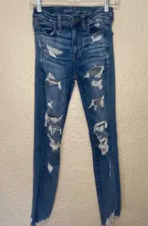 American Eagle Next Level Stretch Distressed Hi-Rise Jegging Size 00