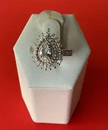 Bomb Party RBP3390 Diamond Cubic Zirconia on Rhodium Plating Size 7 Ring NWT