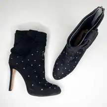 Ann Taylor Adriana Studded Rhinestone Suede High Heel Boots Black Size 9