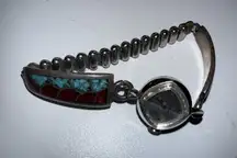 VINTAGE‎ WATCH SOUTHWESTERN RARE COLLECTIBLE CORAL TURQUOISE UNMARKED ONE SIZE