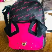 Betsey Johnson Puppy Face Mini Backpack Pink Black NWT