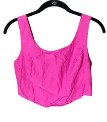 Midnight Sky Pink Crop Top Sleeveless Corset‎ Linen Blend