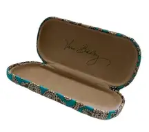 Vera Bradley Light Aqua Blue & Beige  Hard Glasses Case zone Size Paisley Design!