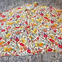 LuLaRoe Floral Patterned Shirt with Folded Short Sleeves