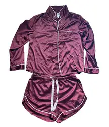 Stars Above Satin Pajama Set - Deep Red