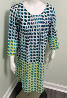 Roberta Roller Rabbit Blue Green Dotted Tunic Medium